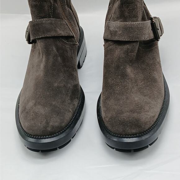 Aquatalia Suede Western Ankle Boots Women 7M Gray Quilted Gorpcore Hiking Grunge - Picture 7 of 11